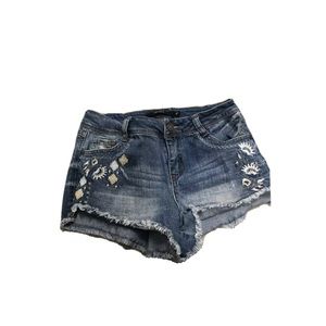 Harper : embroidered denim shorts